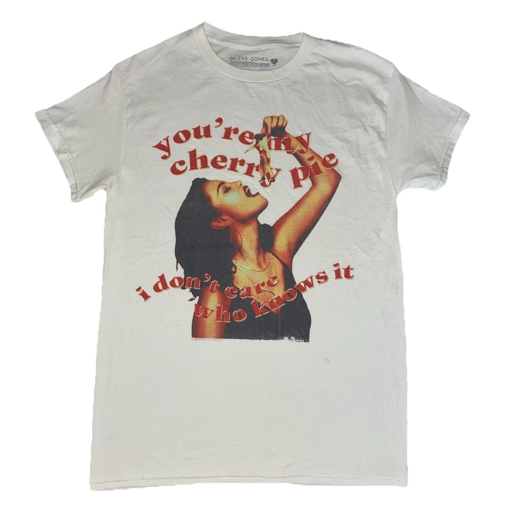 Selena Gomez T Shirt S White I Don't Care Who Knows It NEW *spots‎